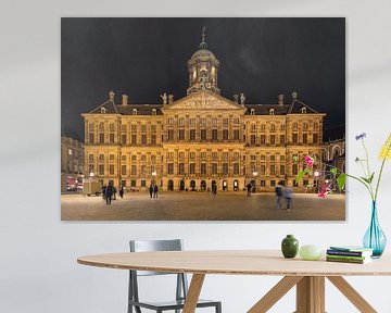 Königlicher Palast, Amsterdamer Dammplatz bei Nacht.