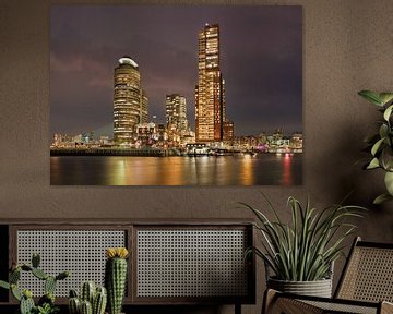 Cityscape Kop van Zuid at twilight with Montevideo tower by Tony Vingerhoets
