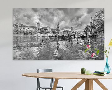 Picturesque old town seen from a river in Zurich by Tony Vingerhoets