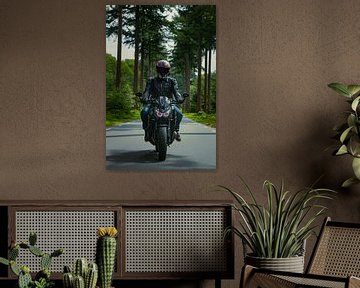 Motorcyclist on a country road by Nynke Altenburg