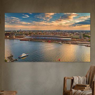 Amsterdam Central Station in evening light. by Menno Schaefer