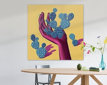 prickly pear cactus in hand by Klaudia Kogut