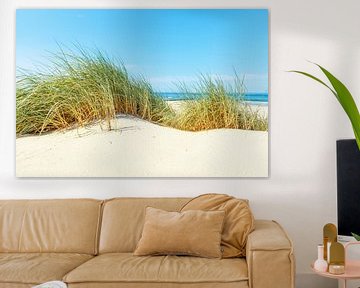 Dünen am Strand mit Strandgras während eines schönen Sommers da von Sjoerd van der Wal