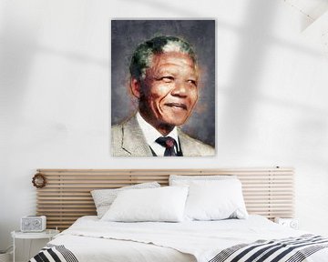 Olieverf portret van Nelson Mandela van Bert Hooijer