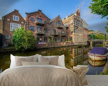 Nieuwe Rijn Leiden met pand van Eduardo IJdo van Dirk van Egmond