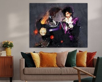 Olieverf portret van Prince (purple rain)