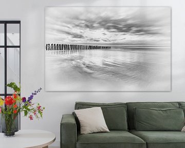 Französische Küste in schwarz-weiß (Opalküste) von Caroline van der Vecht
