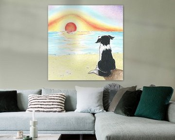 Sendie geniet van de zonsondergang aan zee van Rianne Brugmans van Breugel