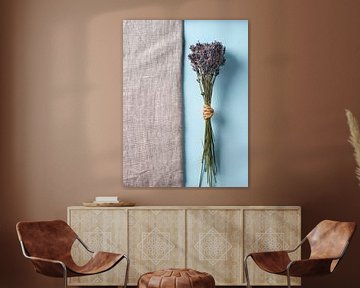 Lavender on hessian and blue by Graham Forrester