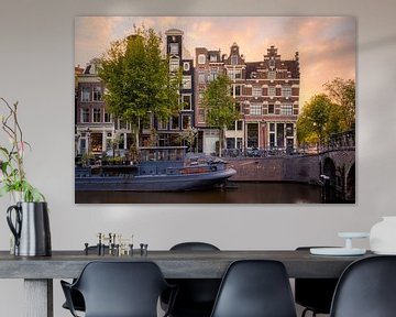 Zonsondergang Prinsengracht, Brouwergracht te Amsterdam van Thea.Photo