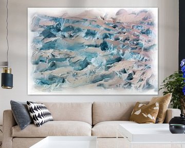 Abstract blauw grijs roze van Maurice Dawson
