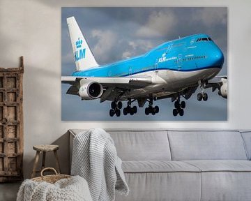 KLM 747 Jumbojet vlak voor landing op Schiphol van Robin Smeets