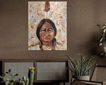 Sitting bull, Indiaan van Mieke Daenen