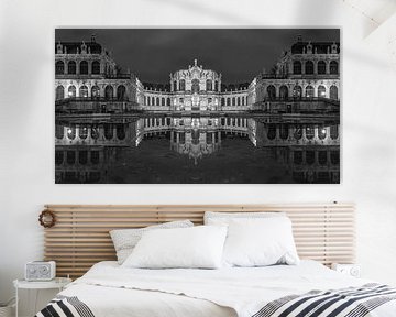 Dresdner Zwinger Panorama en noir et blanc