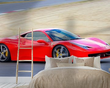 Ferrari 458 Italia sports car driving fast on a race track by Sjoerd van der Wal Photography
