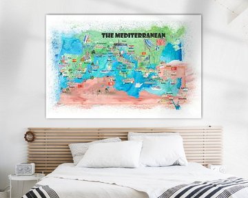Mediterrane cruisereizen Posterkaart Spanje Italië Griekenland Palma Ibiza