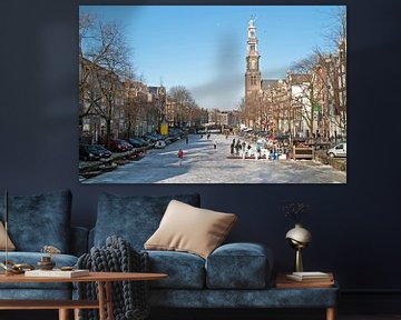 Winter in Amsterdam op de Prinsengracht met de westerkerk van Eye on You