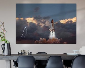 Space Shuttle lancering, met onweer. van Gert Hilbink