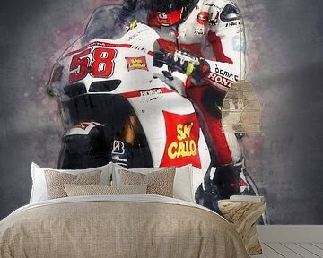 Marco Simoncelli oil paint portrait version 2 by Bert Hooijer