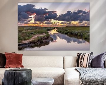 Sonnenuntergang von Slufter Texel von Texel360Fotografie Richard Heerschap