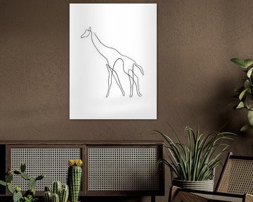 Giraffe One Line white by DominixArt