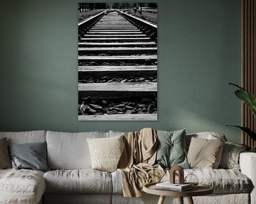 Spoorrails in zwart en wit van Audrey Nijhof