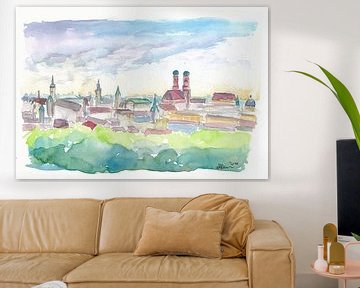 Sanfte Skyline von München Bayern in der Abenddämmerung von Markus Bleichner