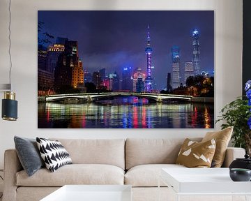 Shanghai skyline (china) van Michael Bollen