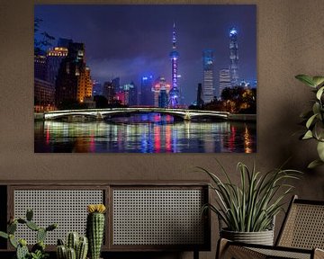 Shanghai skyline (china) van Michael Bollen