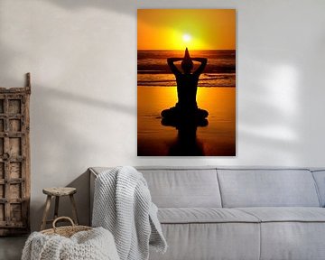 Yoga on the beach with sunset by Eye on You