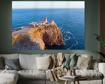 Aerial view of lighthouse Cabo Vicente near Sagres in Portugal by Eye on You