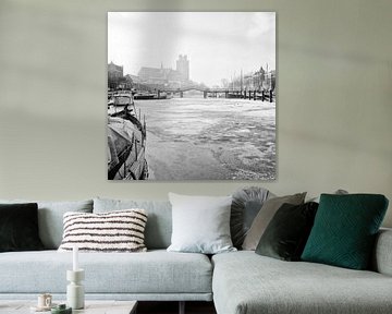 Grote Kerk Dordrecht en haven van Dordrecht van Vroeger