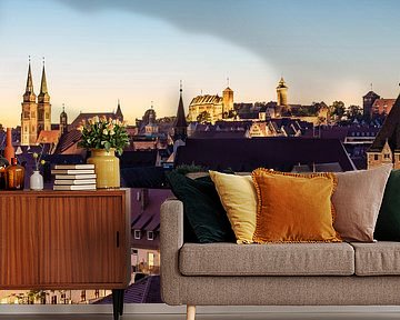 Skyline of Nuremberg with the imperial castle in the evening by Werner Dieterich