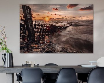 Fence in the Wadden Sea by Geert Jan Kroon