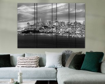 SAN FRANCISCO Skyline am Abend | Monochrom von Melanie Viola