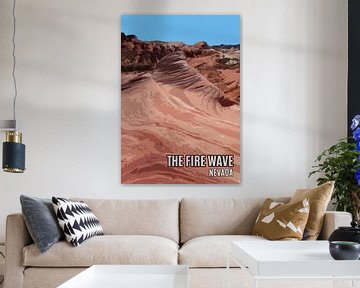 Vintage poster, The Fire Wave, Valley of Fire, Nevada, USA by Discover Dutch Nature