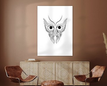 Poster uil - owl - dierenprint kinderkamer - zwart wit van Studio Tosca
