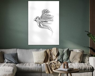Poster vogel - dierenprint kinderkamer - zwart wit van Studio Tosca