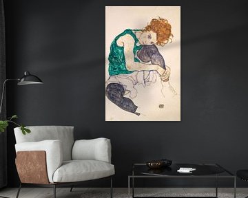 Zittende vrouw met opgetrokken benen, Egon Schiele