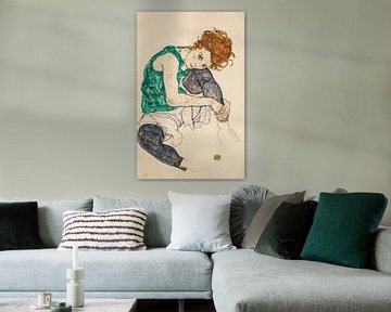 Zittende vrouw met opgetrokken benen, Egon Schiele