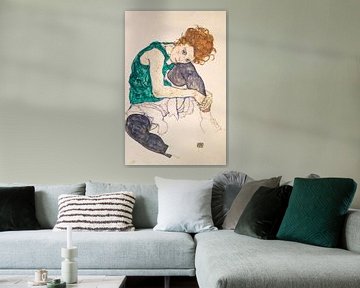 Sitzende Frau mit hochgezogenen Beinen, Egon Schiele