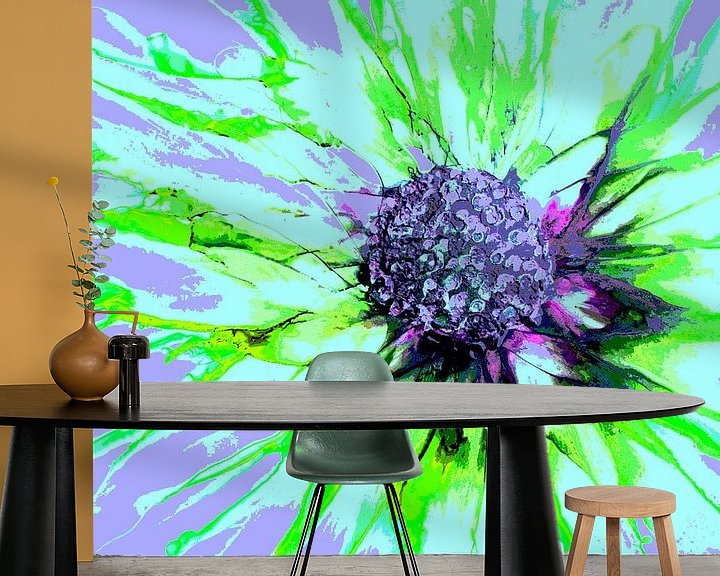 Sfeerimpressie behang: Abstracte Bloem/Abstract Flower/Abstrakte Blume/La Fleur abstraite van Joke Gorter