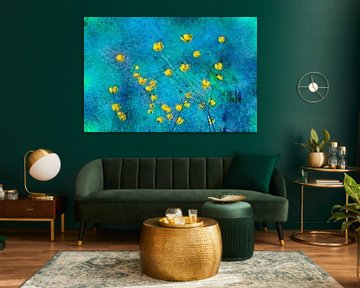 Buttercups in a blue background by Corinne Welp