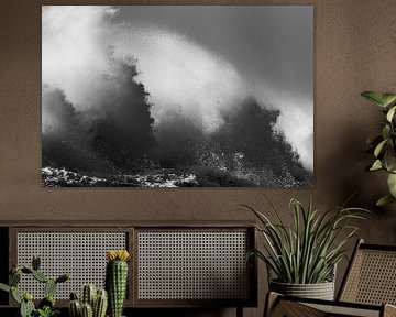 Black-and-white image of huge waves in the North Sea by AGAMI Photo Agency