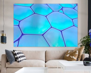 Frame met aqua blauwe doorzichtige plexiglas panelen van Tony Vingerhoets
