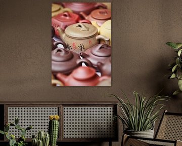 Decorated terracotta teapots on a Chinese flea market by Tony Vingerhoets