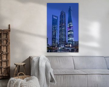 Tallest skyscrapers of Shanghai at pudong financial district by Tony Vingerhoets