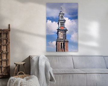 De iconische Amsterdam West Tower tegen een blauwe hemel van Tony Vingerhoets