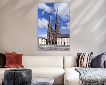 Saint Joseph church in Tilburg against a blue sky  by Tony Vingerhoets