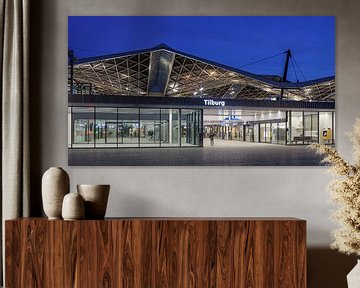 Renovated Tilburg central railway station at twilight by Tony Vingerhoets